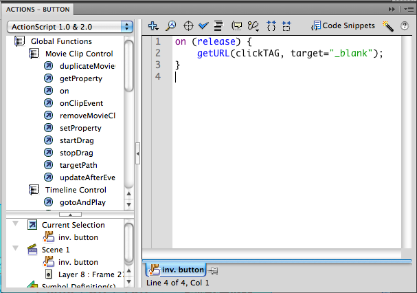 code for flash invisible button